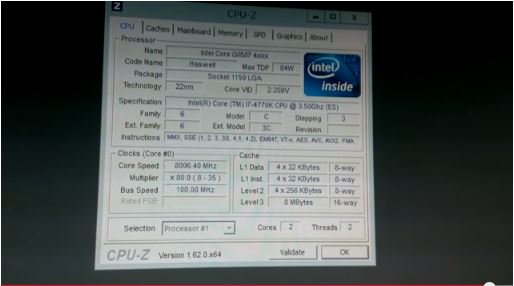 Core I7 4770K à 8GHz en vidéo