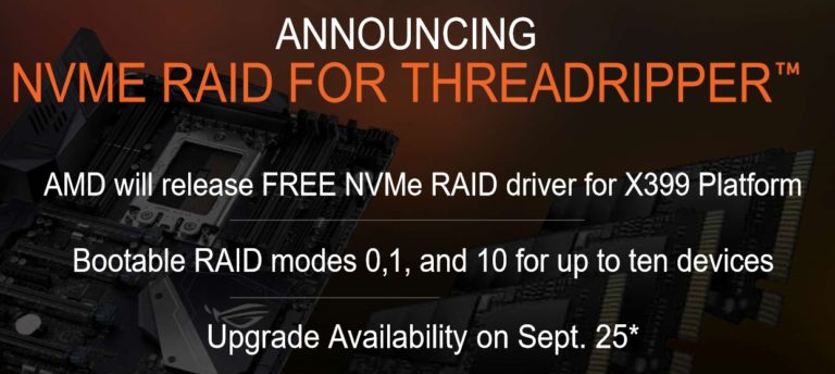 Le support du RAID NVMe pour Threadripper arrive en Septembre !