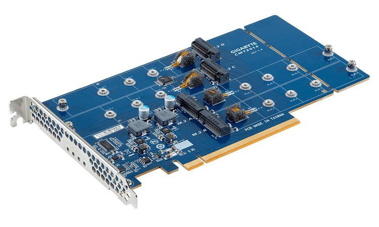Gigabyte CMT2014 : Une carte PCIe avec quatre emplacements M.2 !