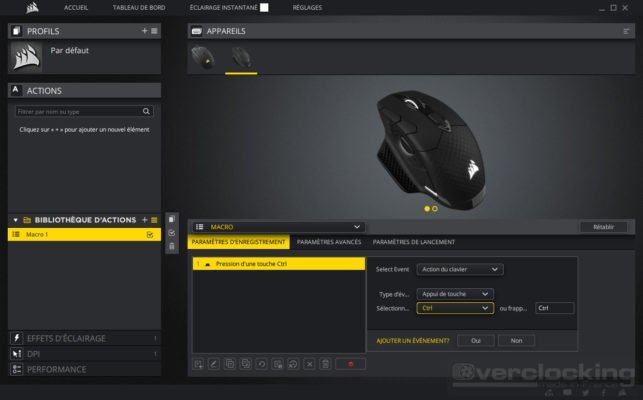 Corsair iCUE Dark Core RGB SE Actions