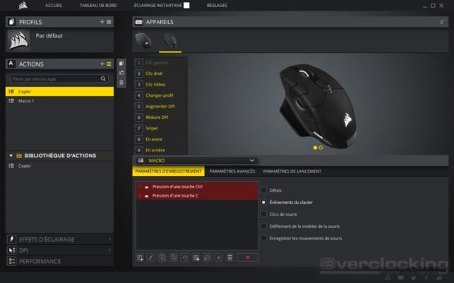 Corsair iCUE Dark Core RGB SE Actions