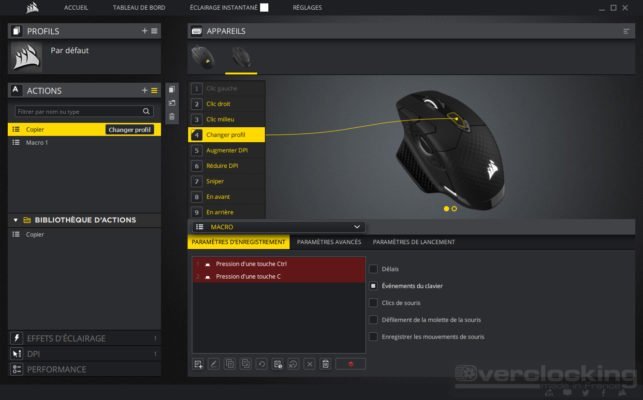 Corsair iCUE Dark Core RGB SE Actions