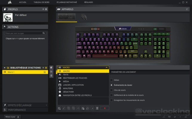 Corsair iCUE K70 RGB MK2 Actions