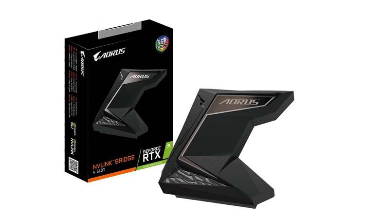Gigabyte propose aussi son pont NVLink avec du RGB, et tout !