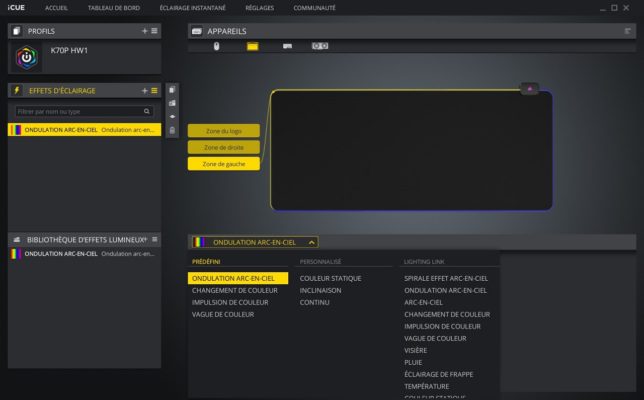 Corsair iCUE - MM700 RGB - Effets d'éclairage
