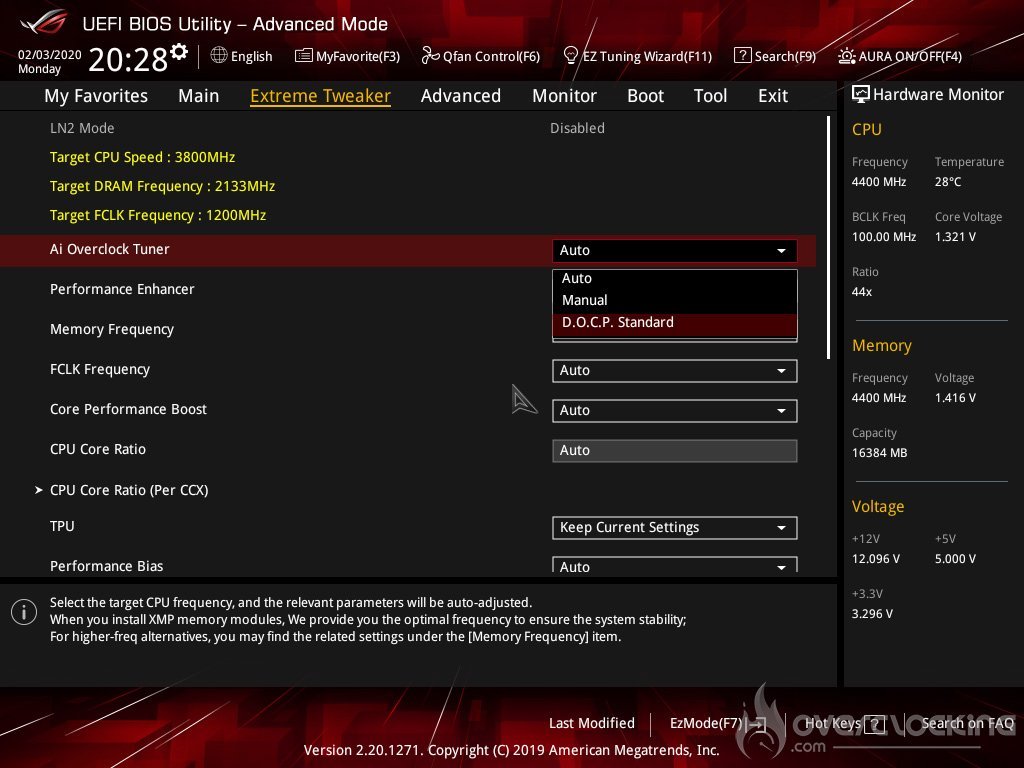 Paramètre bios Crosshair VIII Impact DDR4