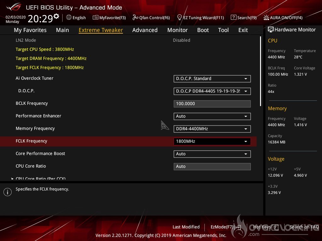 Paramètre bios Crosshair VIII Impact DDR4