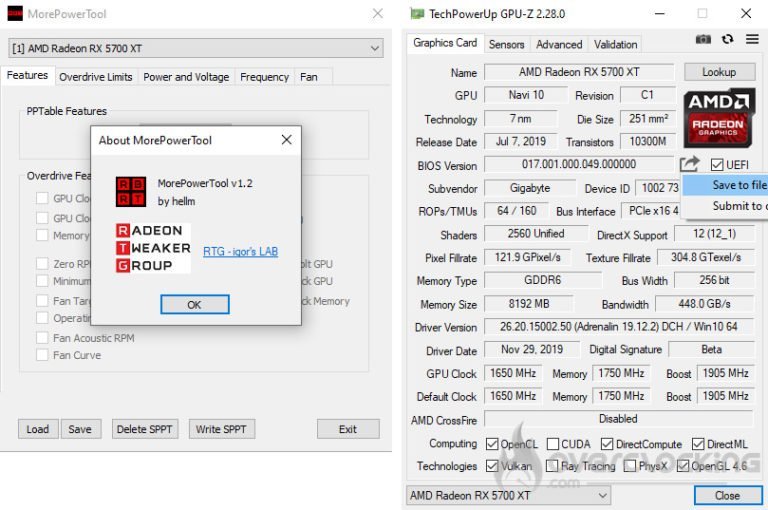 Le logiciel d'overclocking MorePowerTool