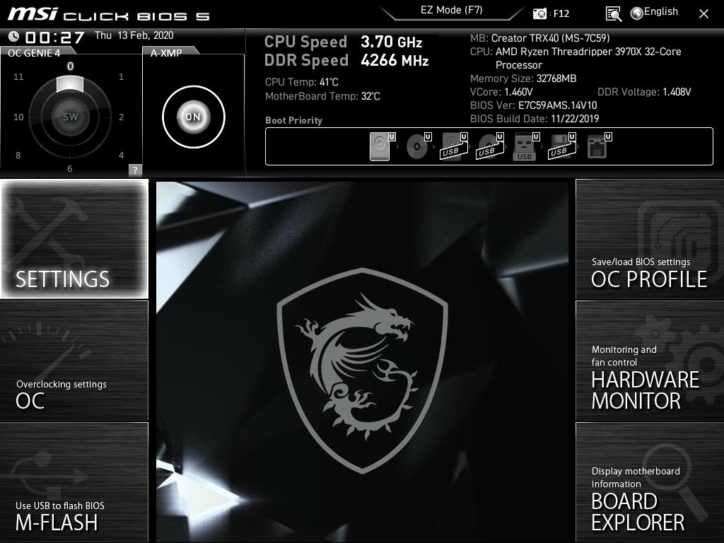Bios de la MSI Creator TRX40
