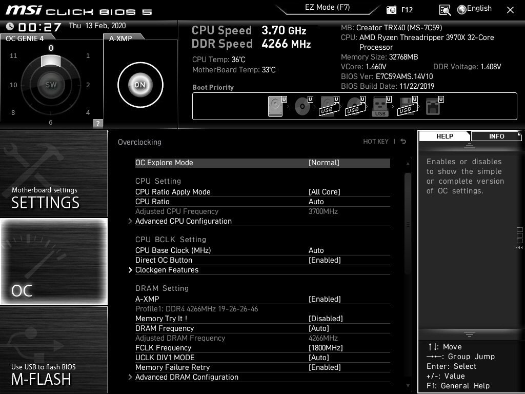 Bios de la MSI Creator TRX40