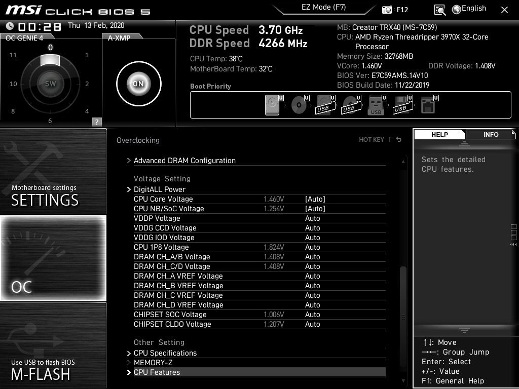 Bios de la MSI Creator TRX40