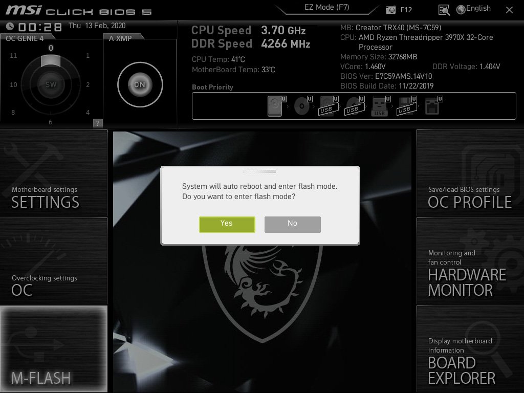 Bios de la MSI Creator TRX40