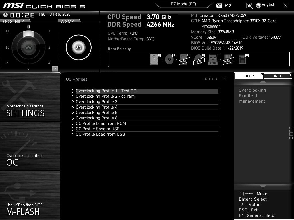 Bios de la MSI Creator TRX40