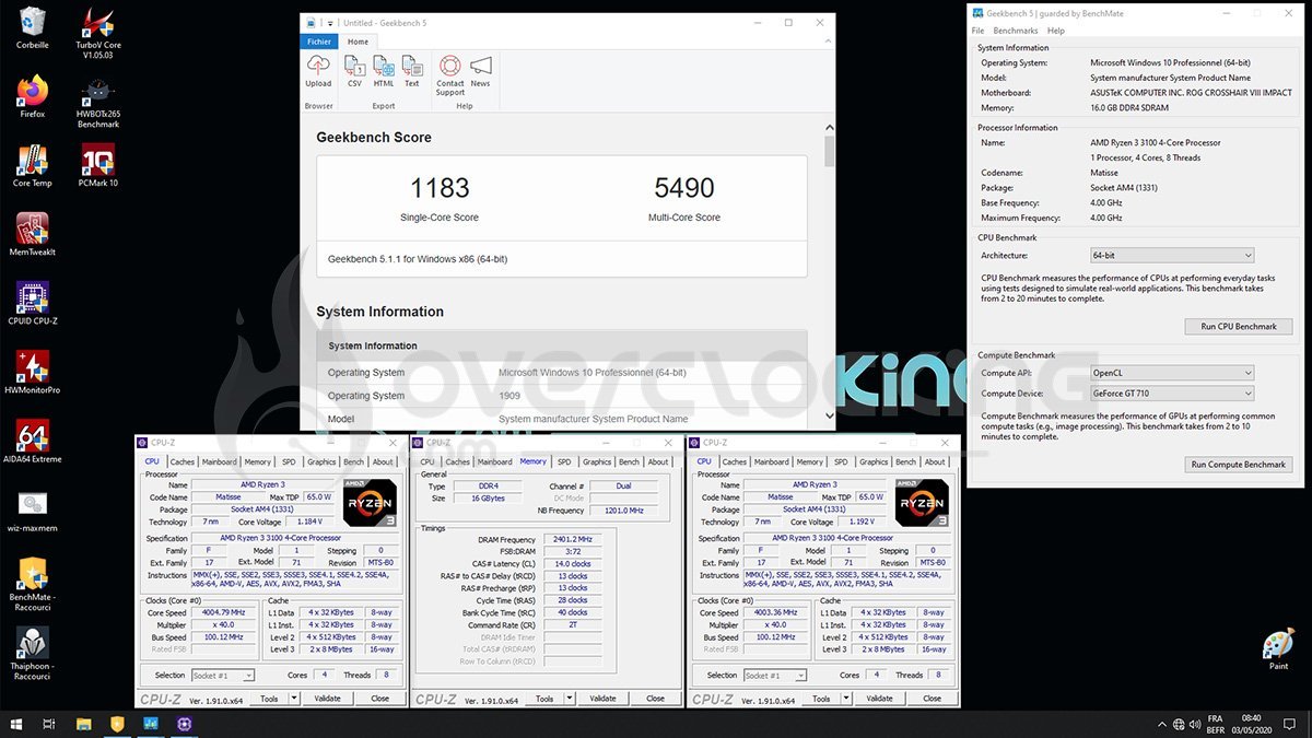 Mémoire à 4800 MHz C14 avec le Ryzen 3100