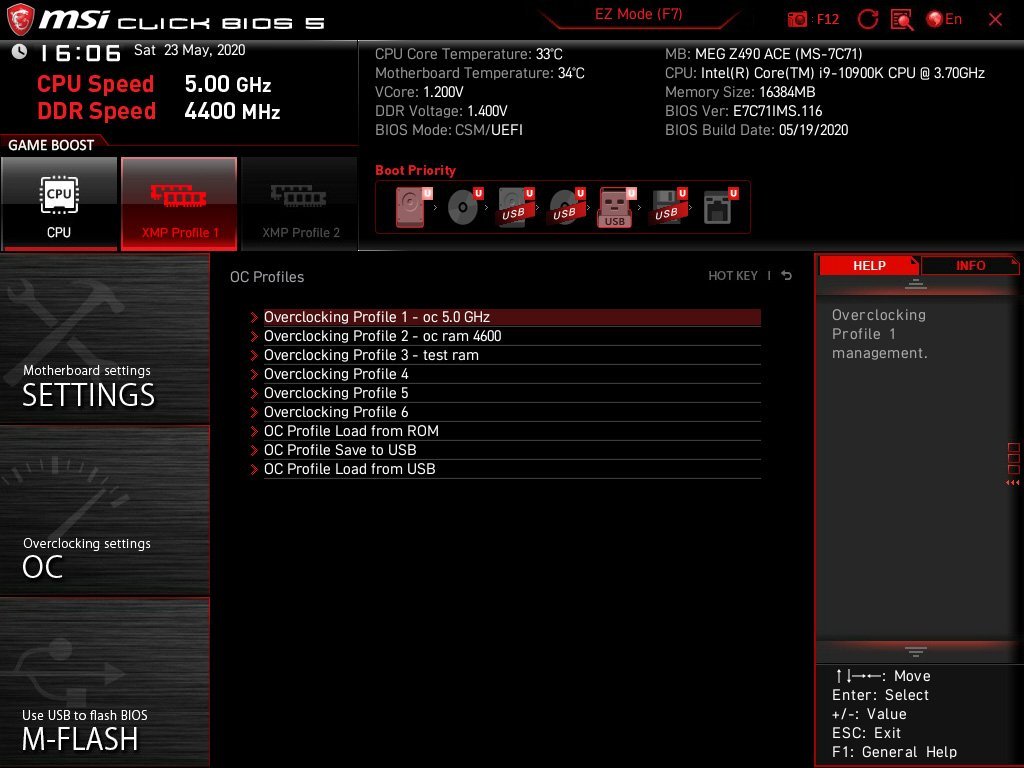 Bios MSI MEG Z490 ACE