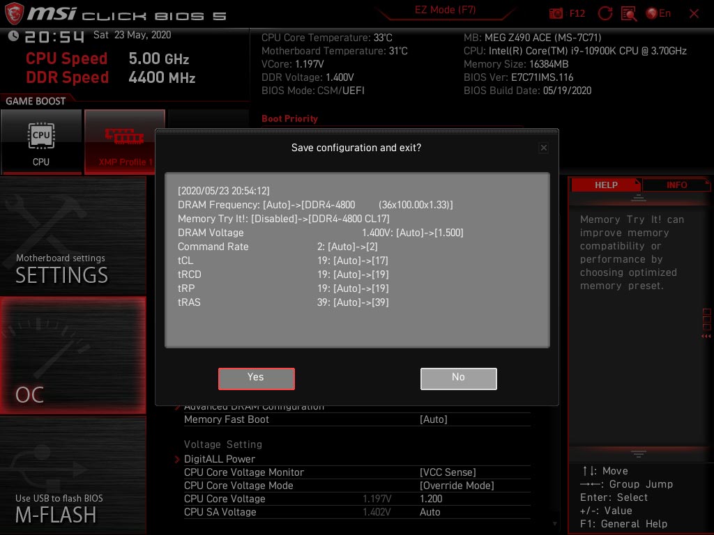 Bios MSI MEG Z490 ACE
