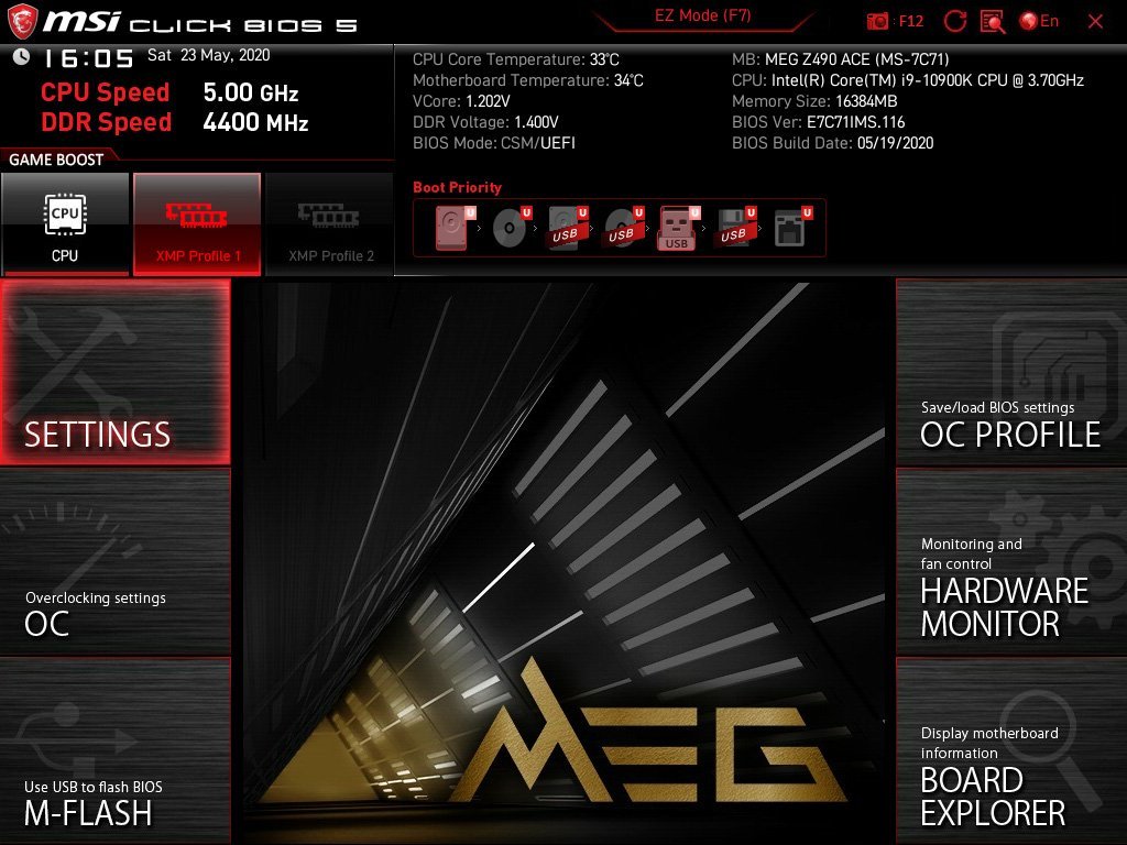 Bios MSI MEG Z490 ACE