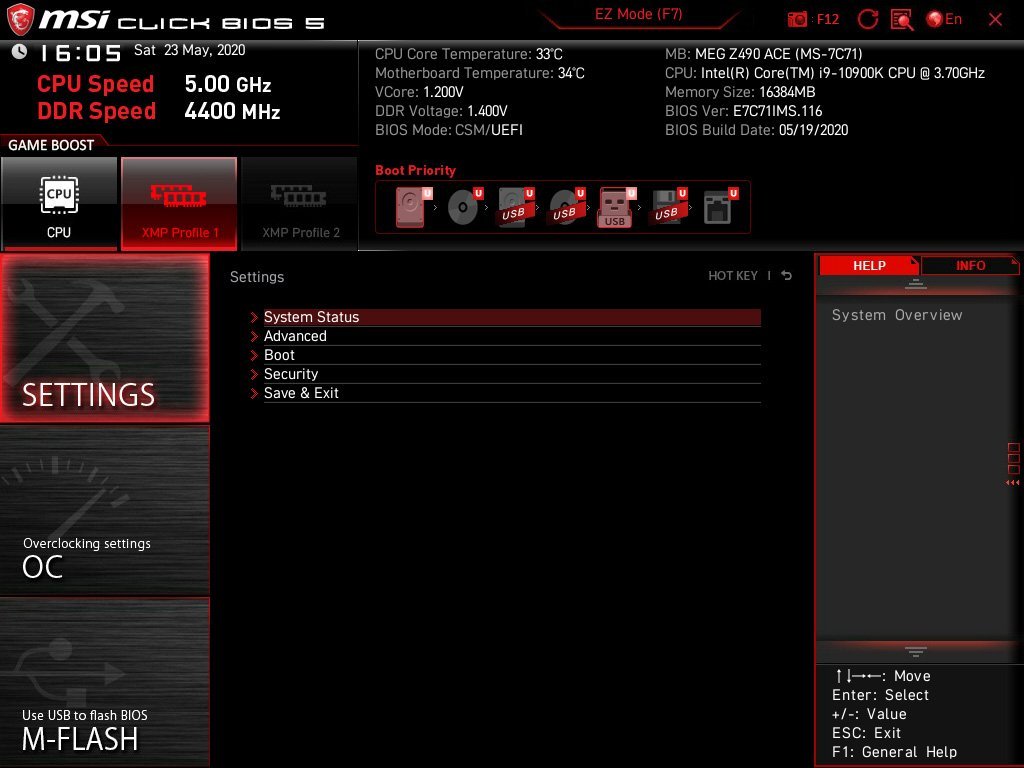 Bios MSI MEG Z490 ACE