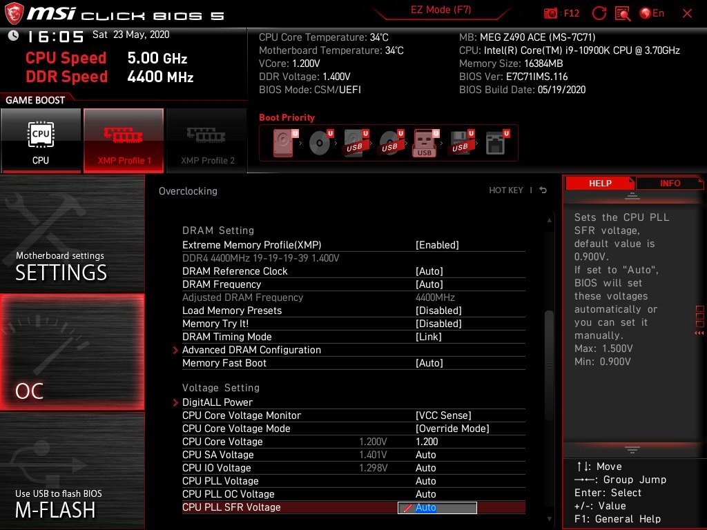 Bios MSI MEG Z490 ACE