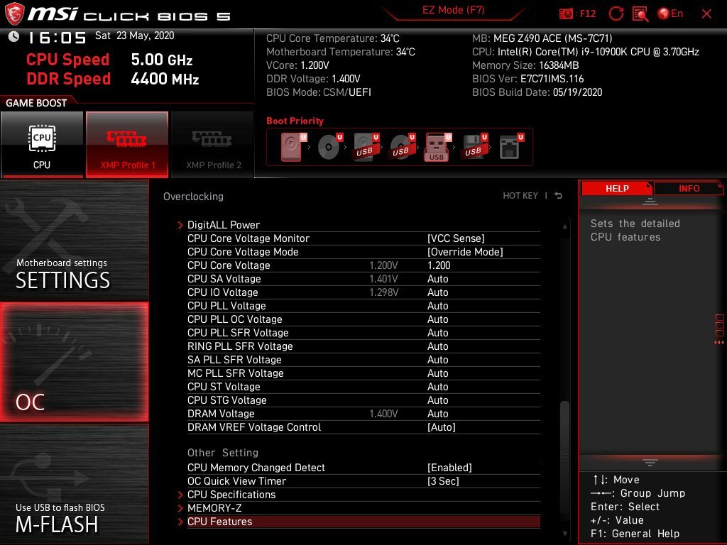 Bios MSI MEG Z490 ACE