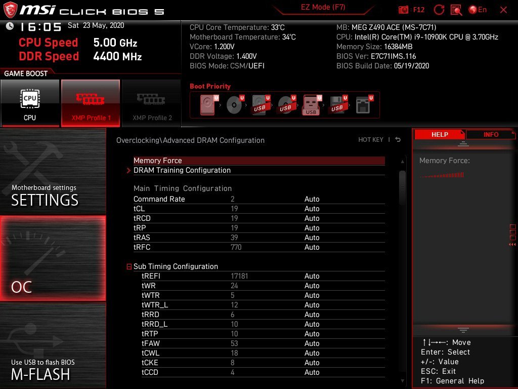 Bios MSI MEG Z490 ACE