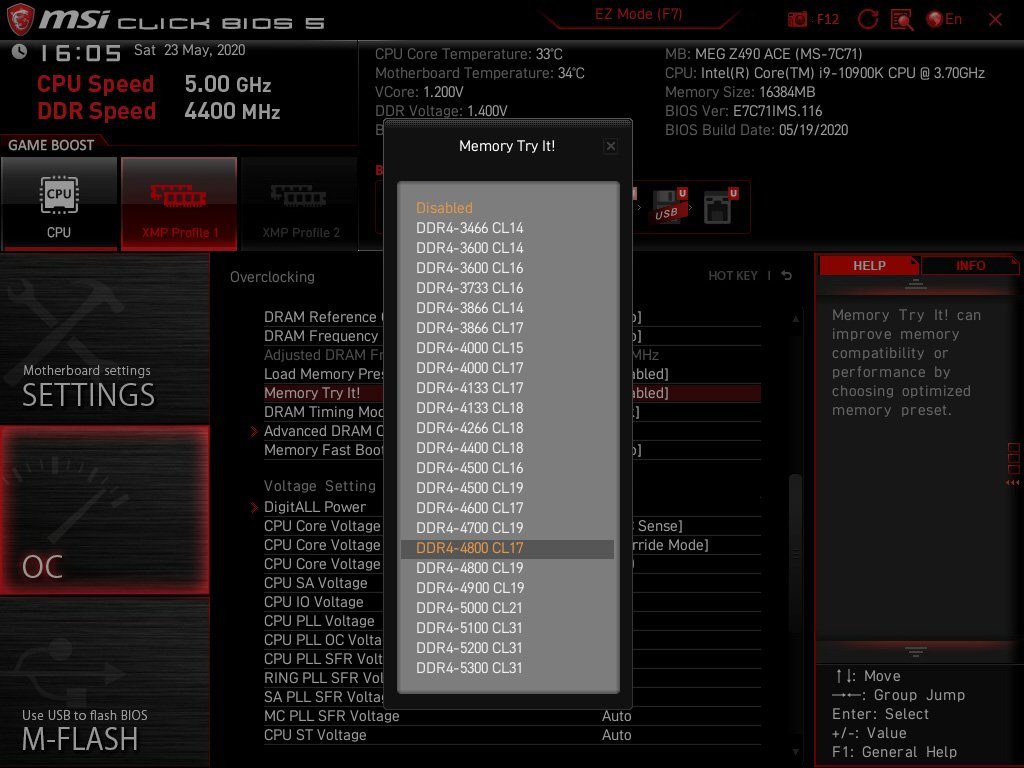 Bios MSI MEG Z490 ACE