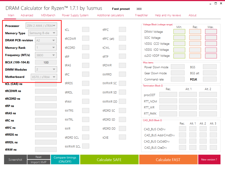 Le logiciel DRAM Calculator for Ryzen 1.7.1