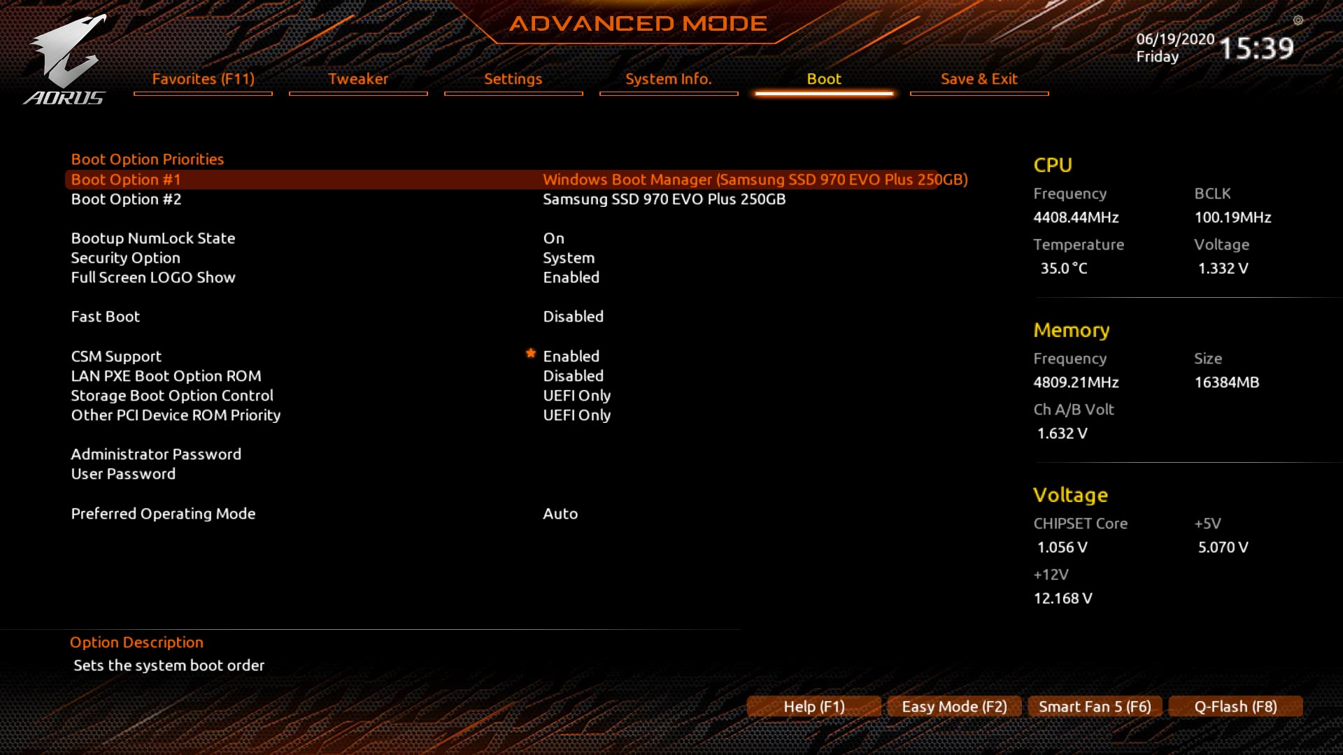 Bios et flash de l'AORUS B550 PRO