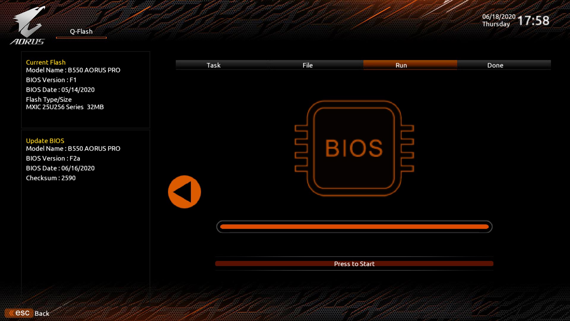 Bios et flash de l'AORUS B550 PRO