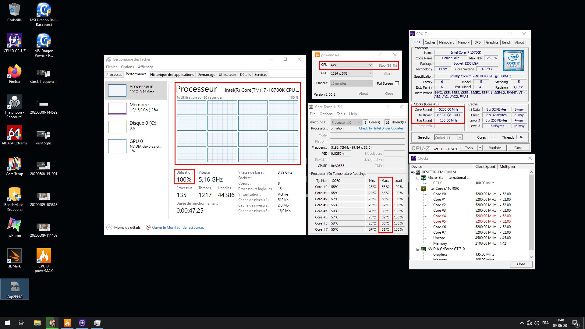 Stress test powerMAX 10700K 5200 MHz