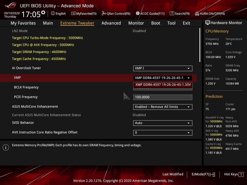Reglage Bios XMP Thermaltake Toughram RGB 4600 CL19