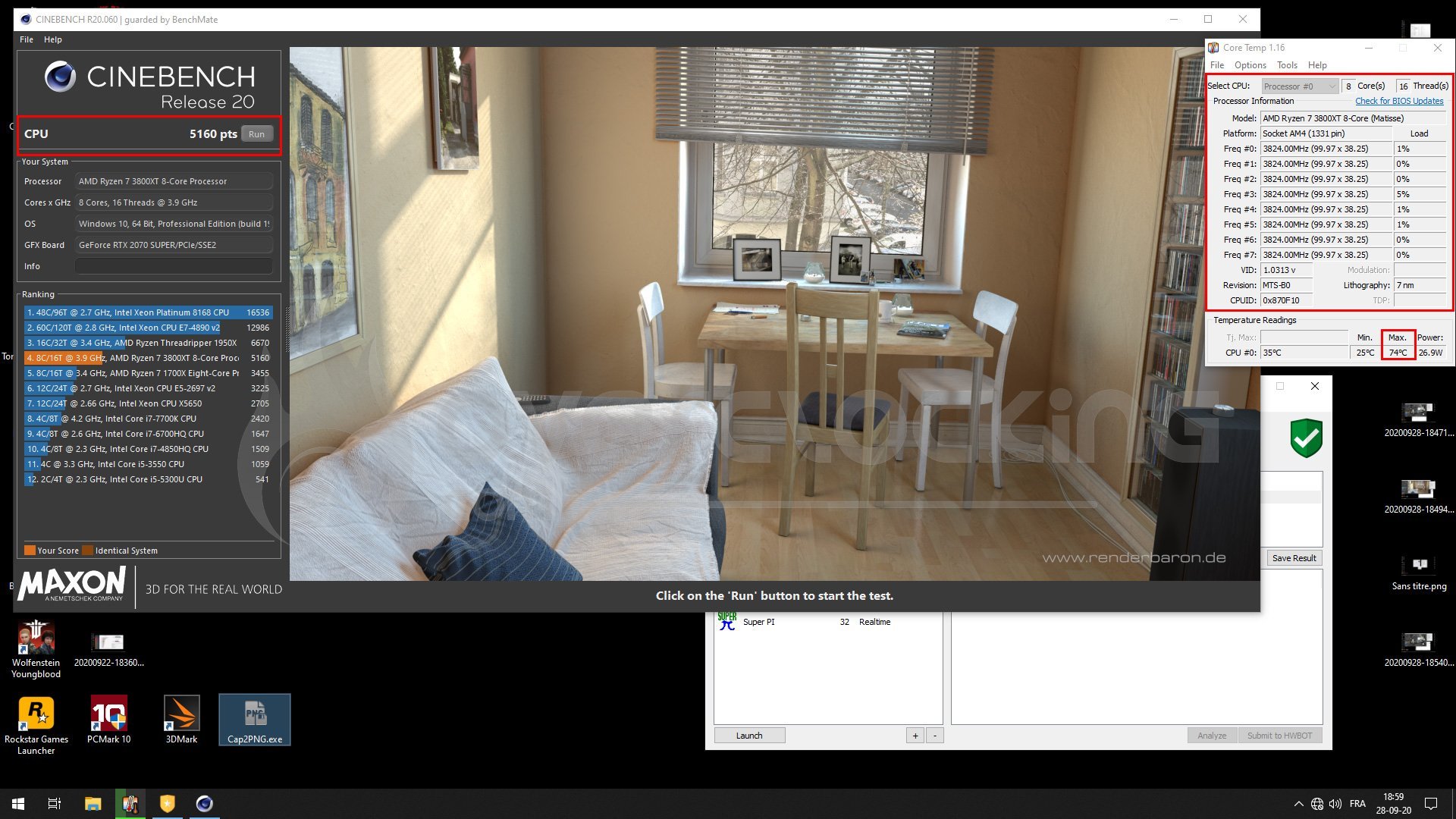 Benchmark Cinebench R15 3800XT