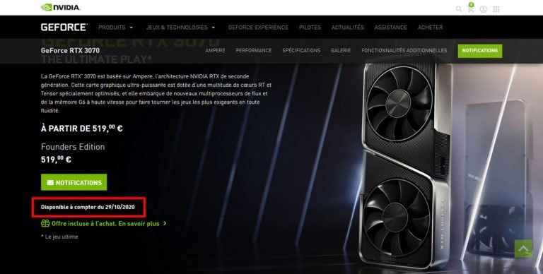 Date lancement RTX 3070