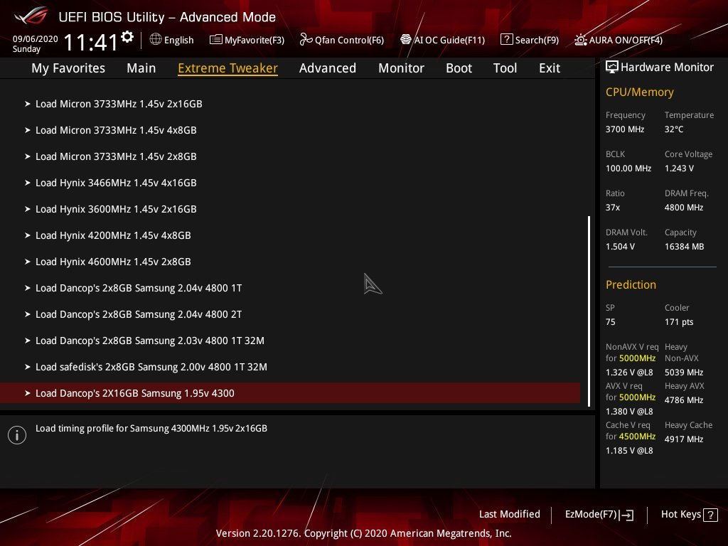 Overclocking mémoire via les profils du bios