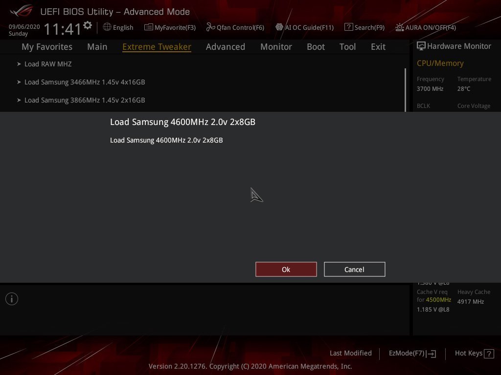 Overclocking mémoire via les profils du bios