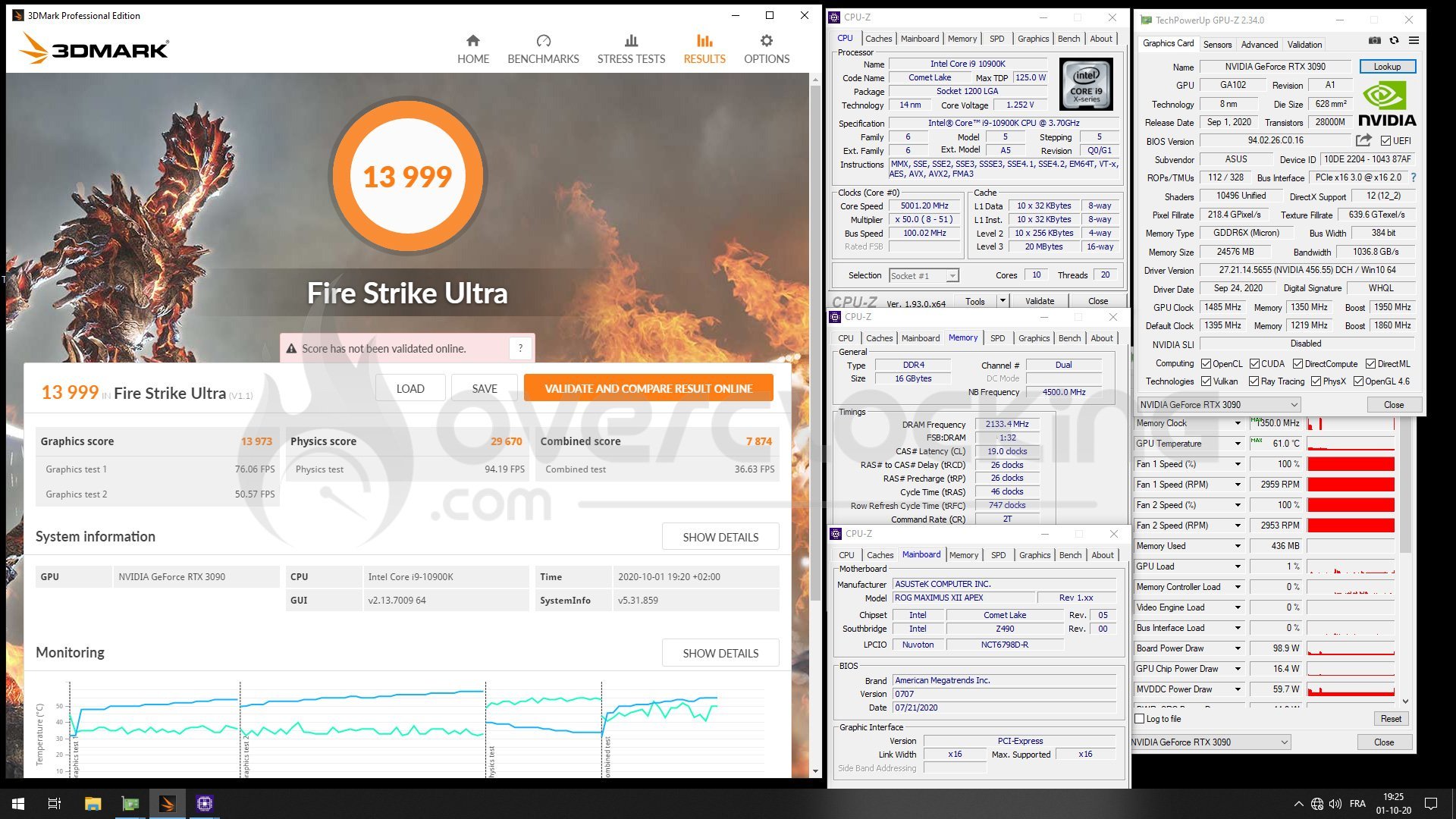 Benchmarks overclocking avec RTX 3090 Strix OC