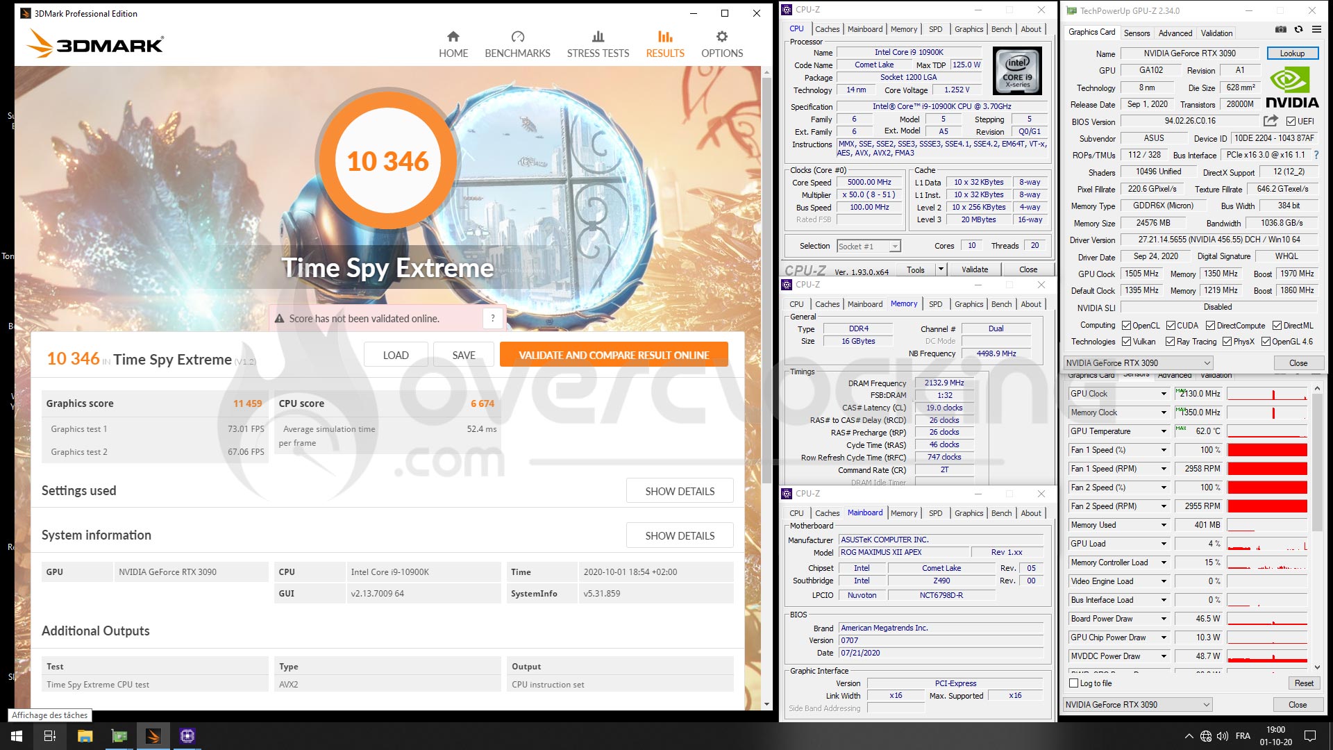 Time Spy Extreme Asus RTX 3090 Strix OC