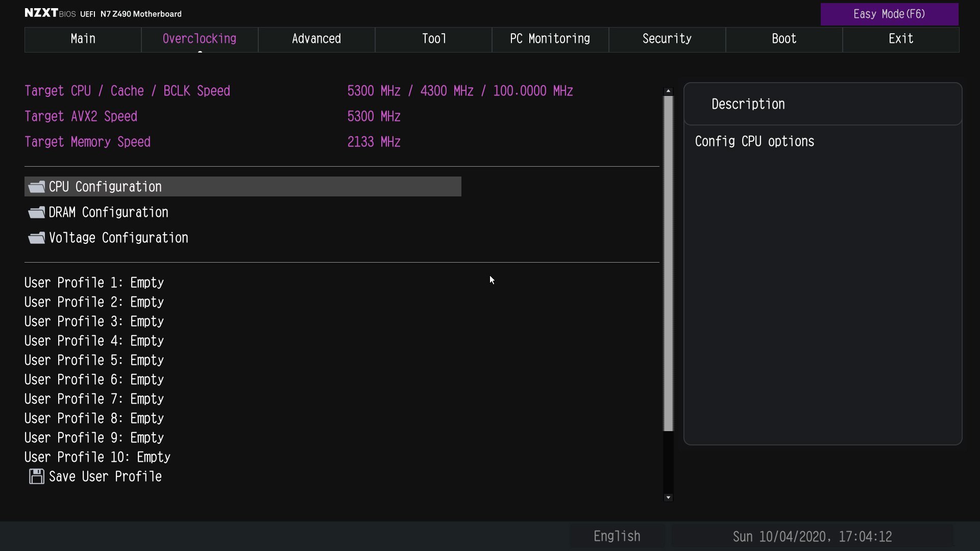 Le bios de la carte mère N7 490 de NZXT
