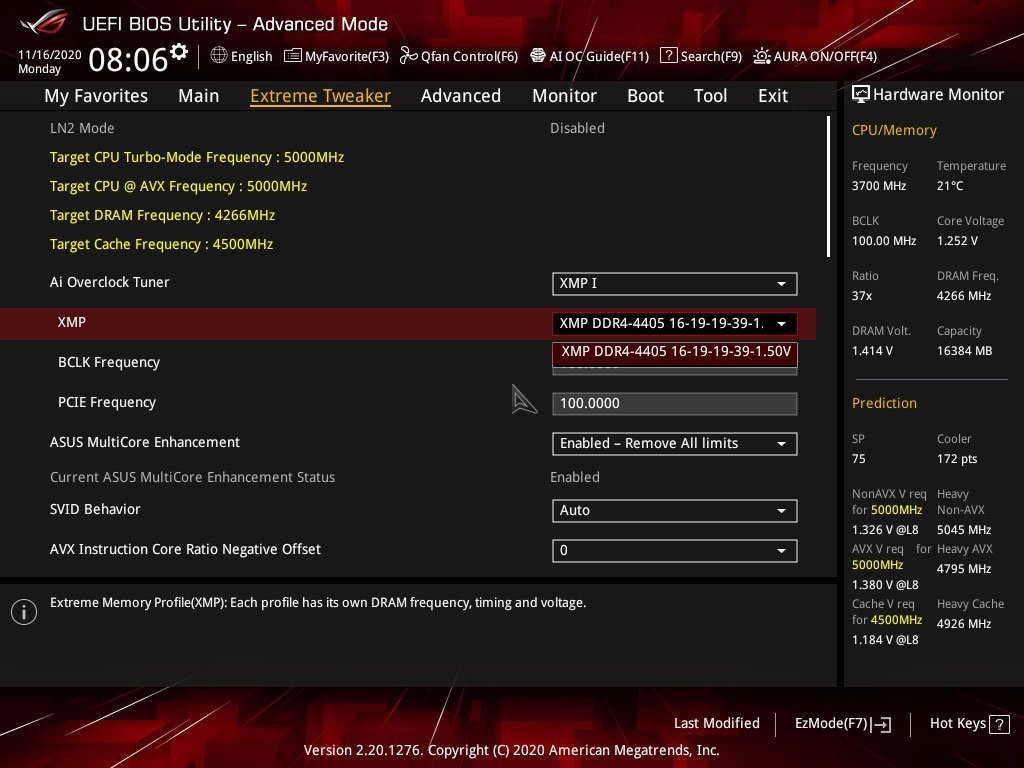 Réglages BIOS profil XMP GSKill TridentZ Royal