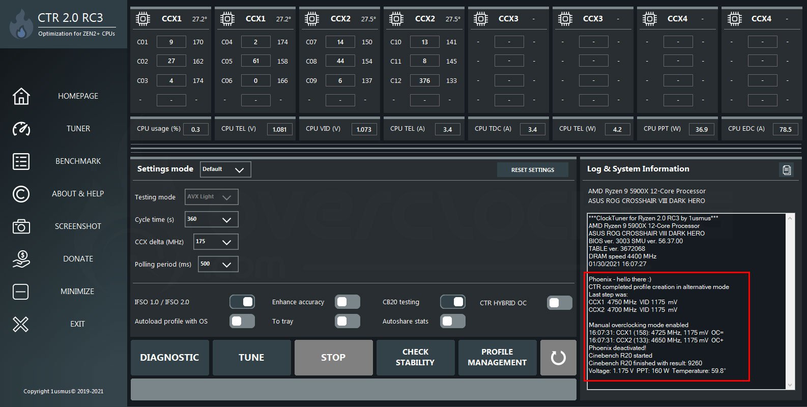Logiciel Clock Tuner 2.0