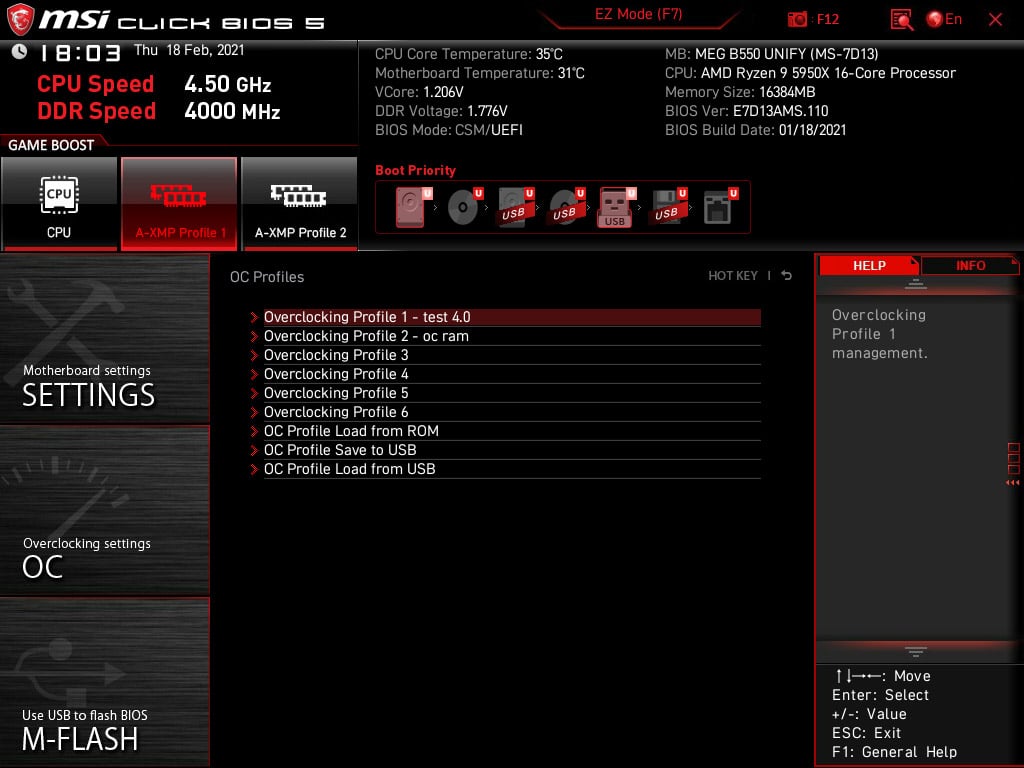 BIOS MSI MEG B550 Unify