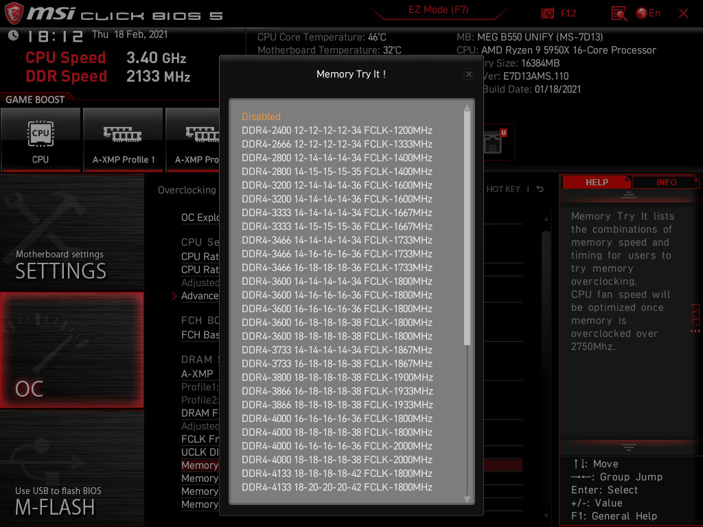 BIOS MSI MEG B550 Unify
