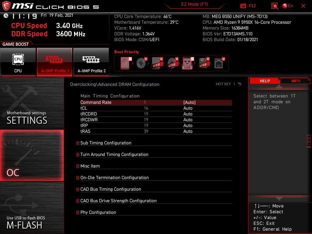 BIOS MSI MEG B550 Unify