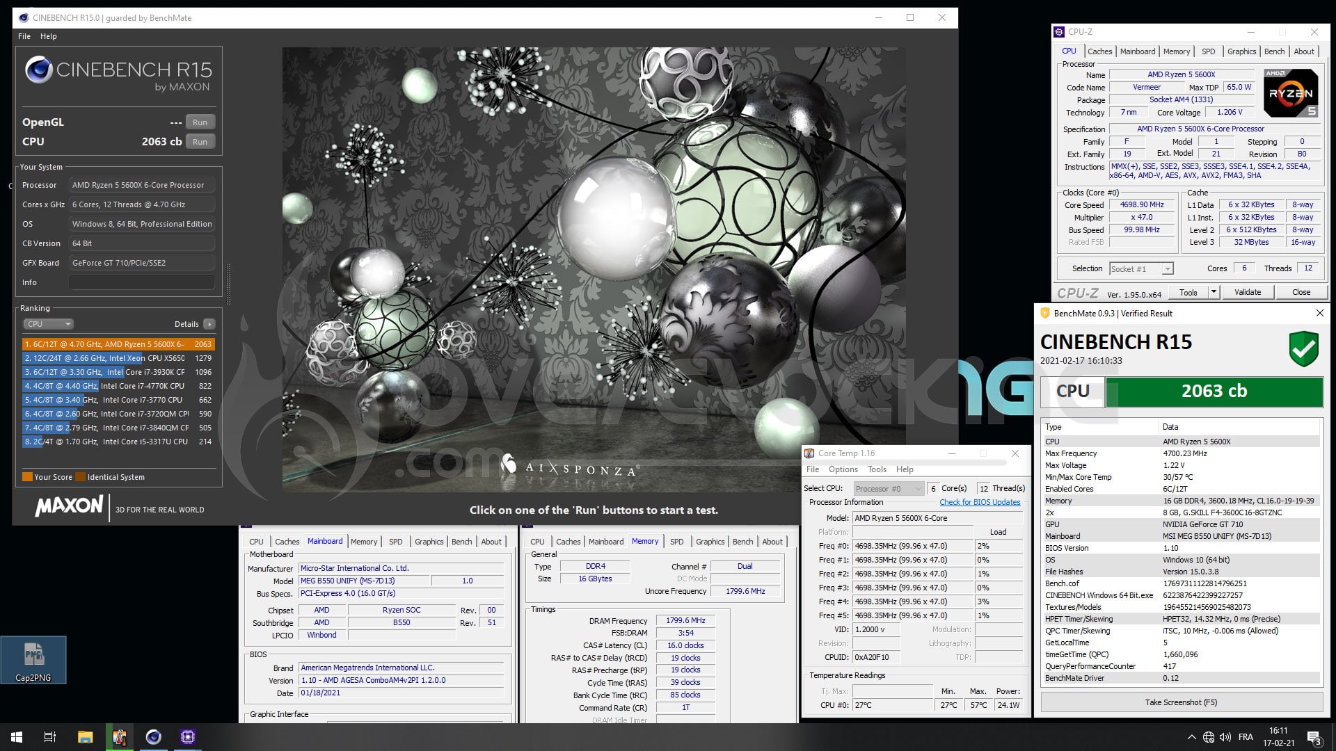 Overclocking 5600X B550 Unify Cinebench R15