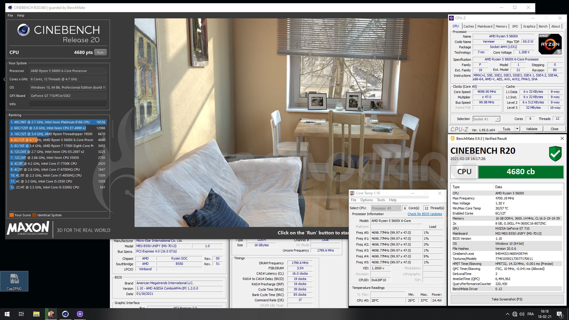 Overclocking 5600X B550 Unify Cinebench R15