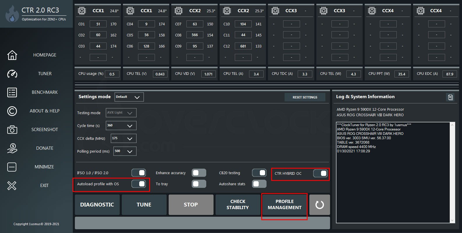 Logiciel Clock Tuner 2.0