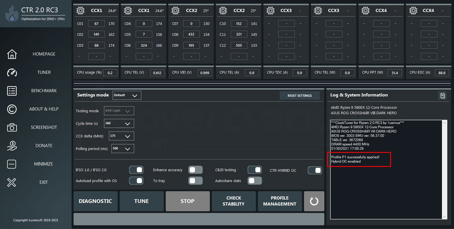 Logiciel Clock Tuner 2.0
