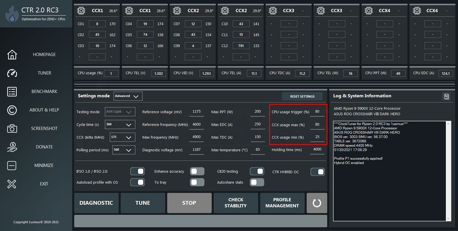Logiciel Clock Tuner 2.0
