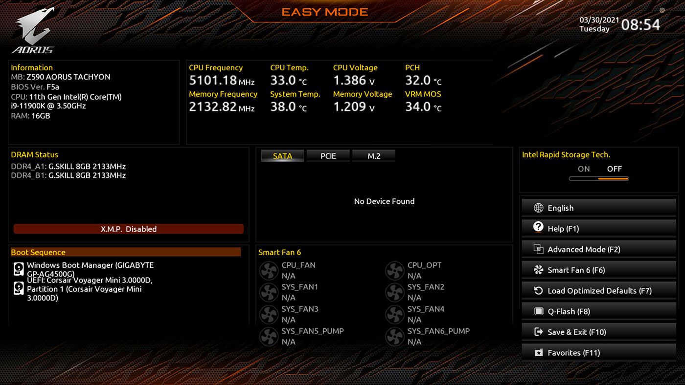 BIOS Aorus Z590 Tachyon