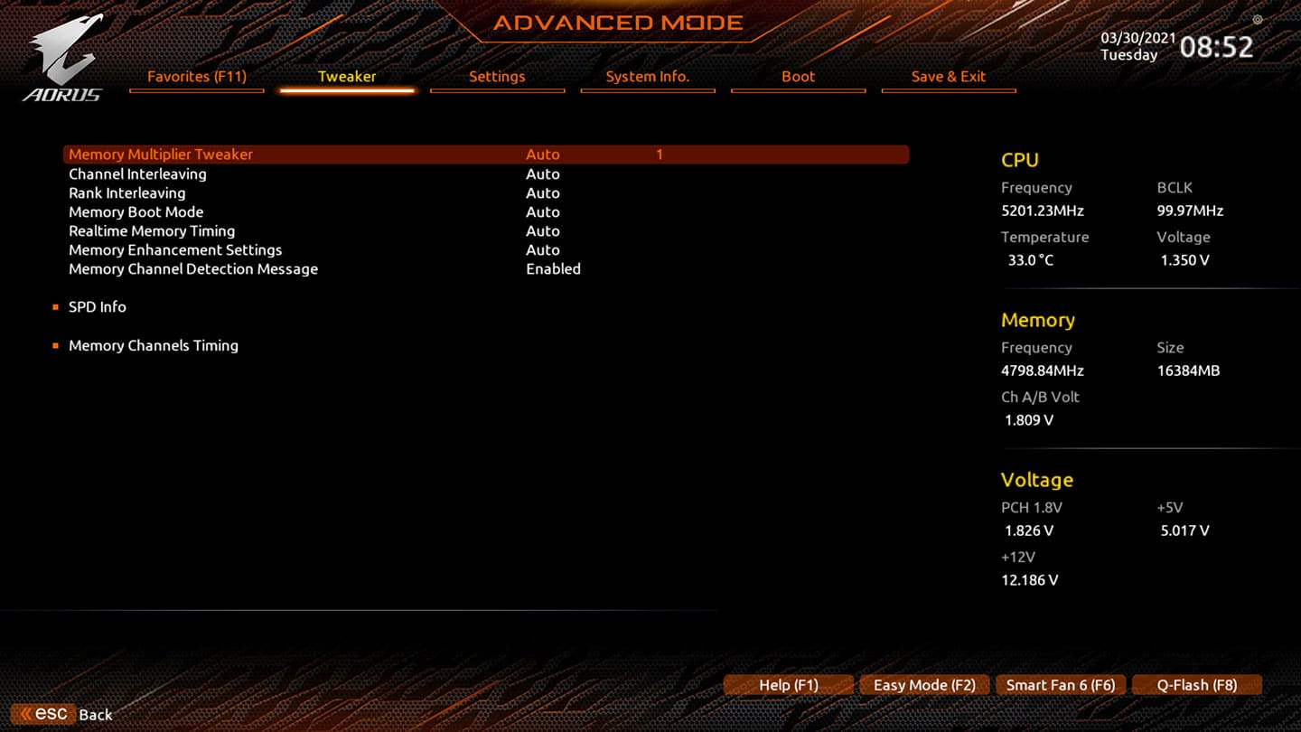 BIOS Aorus Z590 Tachyon